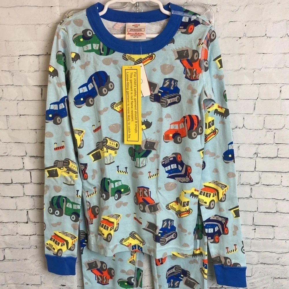 Hanna Andersson Construction Trucks Tractors Long John Pajamas PJs 140 10 NWT